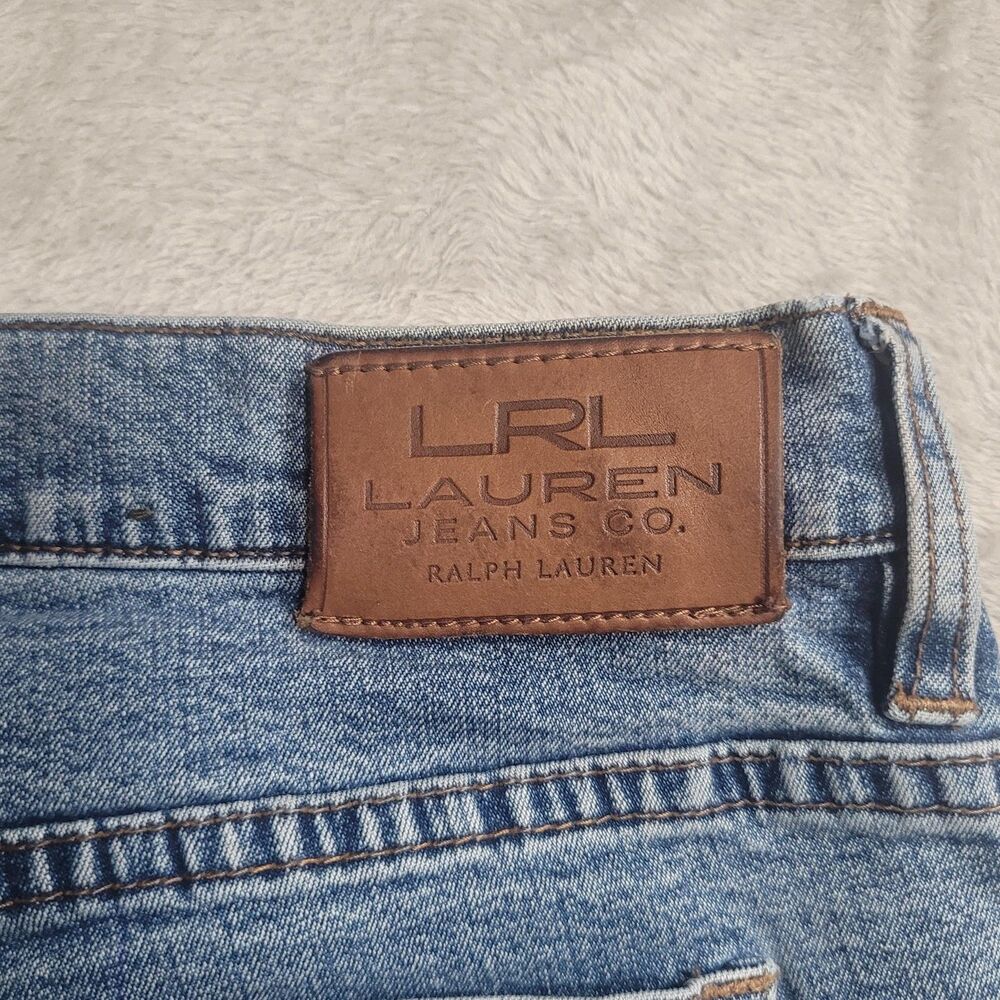Lauren Ralph Lauren Straight Jeans Womens 14 Blue Light Wash Raw Hem Stretch - Picture 11 of 12